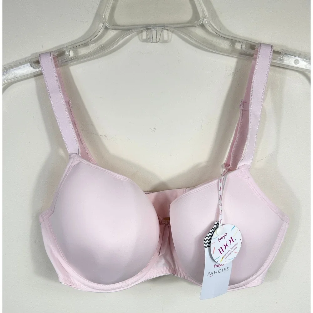 Freya Fancies Idol Balcony T-Shirt Bra Womens 32DD Pink Underwire Molded Cup - Picture 1 of 11
